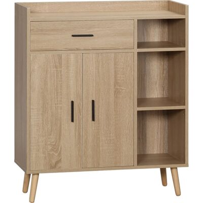Aparador de Madera Natural Homcom - 80x30x96,5 cm - Mueble de Almacenaje Aparador de Madera Natural Homcom - 80x30x96,5 cm - Mueble de Almacenaje
