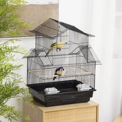 Cage à Oiseaux PawHut - 50,5x41x63 cm Volière Métallique avec 5 Portes, Mangeoires & Perchoirs - Publicité Cage à Oiseaux PawHut - 50,5x41x63 cm Volière Métallique avec 5 Portes, Mangeoires & Perchoirs - Publicité