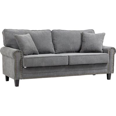 HOMCOM Sofá de 3 plazas gris - Mueble moderno clásico para salón HOMCOM Sofá de 3 plazas gris - Mueble moderno clásico para salón