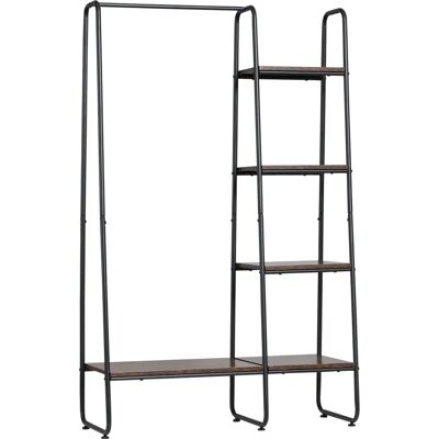 Perchero de madera rústica Homcom con 5 estantes - Almacenamiento compacto Perchero de madera rústica Homcom con 5 estantes - Almacenamiento compacto