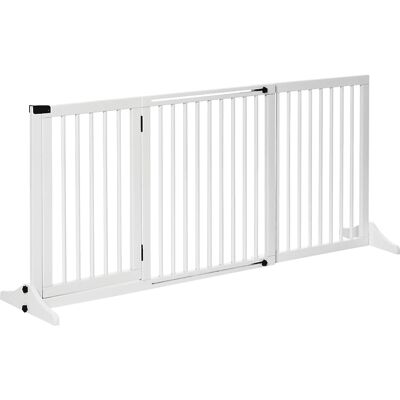 Puerta de Seguridad para Mascotas Ajustable Pawhut - 3 Paneles, Blanco, 113-166cm Puerta de Seguridad para Mascotas Ajustable Pawhut - 3 Paneles, Blanco, 113-166cm