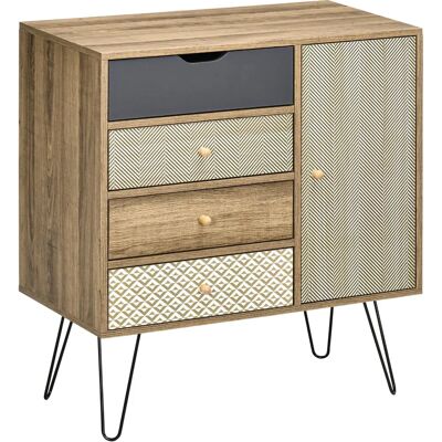 Homcom Estilo Boho-Chic Cómoda con 4 Cajones - Cajonera Homcom Estilo Boho-Chic Cómoda con 4 Cajones - Cajonera