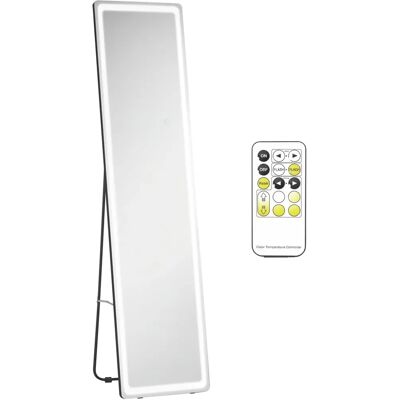 Espejo de cuerpo entero HOMCOM - Luz LED ajustable, Uso en pared o suelo Espejo de cuerpo entero HOMCOM - Luz LED ajustable, Uso en pared o suelo