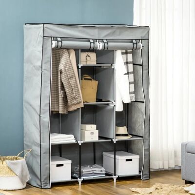 Armário portátil de tecido HOMCOM com 8 prateleiras e 2 barras - Guarda-roupa Armário portátil de tecido HOMCOM com 8 prateleiras e 2 barras - Guarda-roupa