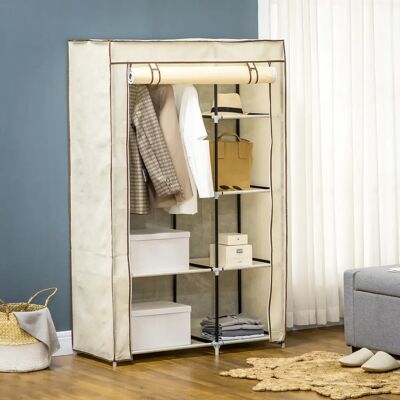 Armario portátil de tela Homcom con estantes y barra - 103x43x162,5cm Armario portátil de tela Homcom con estantes y barra - 103x43x162,5cm