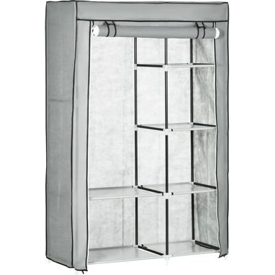 Armario de Tela Plegable Homcom con 6 Estantes y Barra - Ropero Armario de Tela Plegable Homcom con 6 Estantes y Barra - Ropero