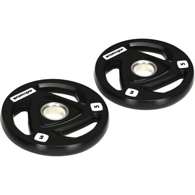 SPORTNOW Discos de Pesas de Hierro Fundido 10kg - Recubiertos de Goma - 3 Asas SPORTNOW Discos de Pesas de Hierro Fundido 10kg - Recubiertos de Goma - 3 Asas