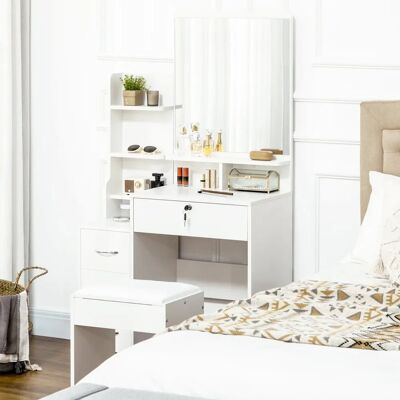Homcom Tocador con Taburete y Espejo - Estilo Moderno Homcom Tocador con Taburete y Espejo - Estilo Moderno