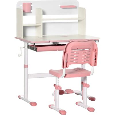 Conjunto de Escrivaninha e Cadeira Homcom para Crianças - Altura Ajustável - Rosa Conjunto de Escrivaninha e Cadeira Homcom para Crianças - Altura Ajustável - Rosa