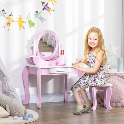 Marca Zonekiz Set de Tocador Infantil Rosa - Muebles para Niñas Marca Zonekiz Set de Tocador Infantil Rosa - Muebles para Niñas