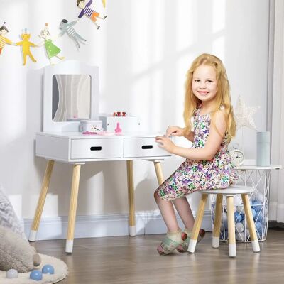 ZonaKIZ Tocador infantil con espejo y taburete - 3-6 años ZonaKIZ Tocador infantil con espejo y taburete - 3-6 años