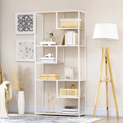 Estantería Homcom de Acero y Madera - 7 Niveles - 83x34x180 cm - Roble Estantería Homcom de Acero y Madera - 7 Niveles - 83x34x180 cm - Roble