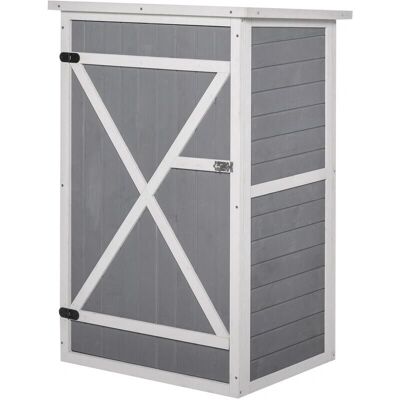 Cobertizo de Jardín de Madera Outsunny 75x56x115cm con 3 Estantes y Cerradura Cobertizo de Jardín de Madera Outsunny 75x56x115cm con 3 Estantes y Cerradura