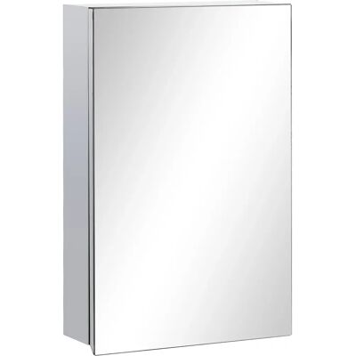 Armario de Baño Kleankin con Espejo y 3 Estantes - Plata Armario de Baño Kleankin con Espejo y 3 Estantes - Plata