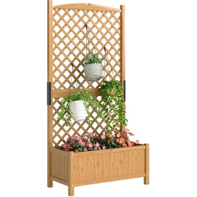 Canteiro de Jardim com Treliça - Suporte de Madeira para Plantas Canteiro de Jardim com Treliça - Suporte de Madeira para Plantas