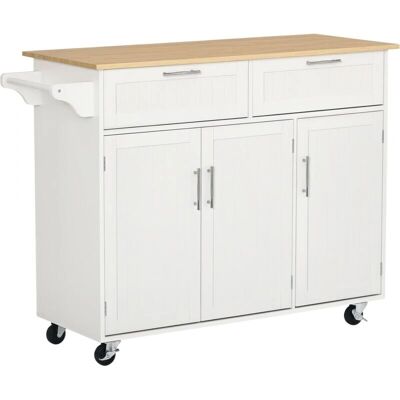Isla de Cocina con Ruedas Homcom - 2 Cajones, 6 Puertas - 121x46x91cm Isla de Cocina con Ruedas Homcom - 2 Cajones, 6 Puertas - 121x46x91cm