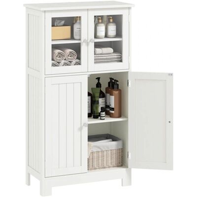 Armario de baño blanco con puertas de cristal de Kleankin Armario de baño blanco con puertas de cristal de Kleankin