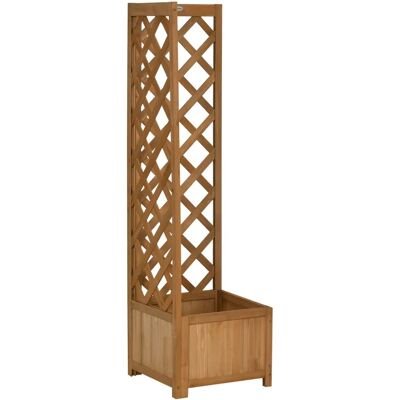Vaso de Jardim Outsunny com Treliça - Decoração em Madeira Natural Vaso de Jardim Outsunny com Treliça - Decoração em Madeira Natural
