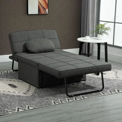 HOMCOM Sofá Cama 3 en 1 con Respaldo Reclinable - Gris HOMCOM Sofá Cama 3 en 1 con Respaldo Reclinable - Gris