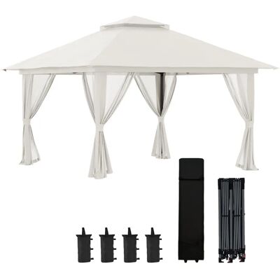 Pavilhão de jardim Outsunny - 3,92x3,92x2,83m, UV50+, Altura ajustável Pavilhão de jardim Outsunny - 3,92x3,92x2,83m, UV50+, Altura ajustável