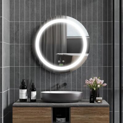 Espejo de Baño Kleankin con Luz LED - Redondo, Táctil, Antivaho Espejo de Baño Kleankin con Luz LED - Redondo, Táctil, Antivaho