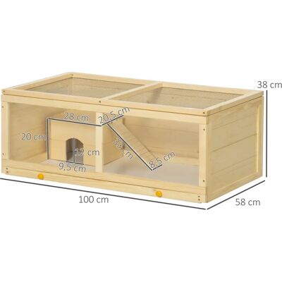 Cage en bois pour hamster PawHut - 100x58x38cm - Publicité Cage en bois pour hamster PawHut - 100x58x38cm - Publicité