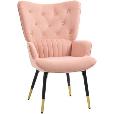 Sillón de Terciopelo HOMCOM - Respaldo Alto - Diseño Elegante - 120kg Máx Sillón de Terciopelo HOMCOM - Respaldo Alto - Diseño Elegante - 120kg Máx
