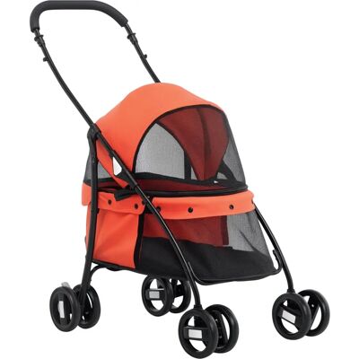 PawHut Cochecito para Mascotas - Carrito plegable para perros y gatos con ventanas de malla - Rojo PawHut Cochecito para Mascotas - Carrito plegable para perros y gatos con ventanas de malla - Rojo