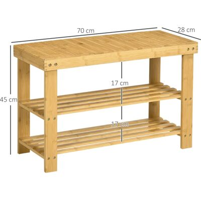 Banco zapatero de bambú Homcom con asiento y estantes - Entrada Banco zapatero de bambú Homcom con asiento y estantes - Entrada
