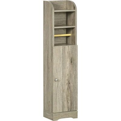 Armario Alto de Baño Kleankin con Estante Ajustable - Gris Armario Alto de Baño Kleankin con Estante Ajustable - Gris