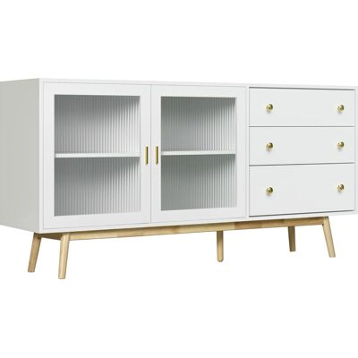 Homcom Aparador Moderno Blanco y Madera - 160x40x80cm Homcom Aparador Moderno Blanco y Madera - 160x40x80cm