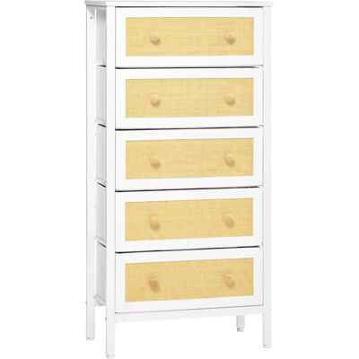 Homcom Cajonera Blanca de Estilo Bohemio con 5 Cajones Homcom Cajonera Blanca de Estilo Bohemio con 5 Cajones