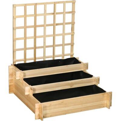 Cama de jardín de cedro de 3 niveles con enrejado - Cultivo de verduras y hierbas Cama de jardín de cedro de 3 niveles con enrejado - Cultivo de verduras y hierbas