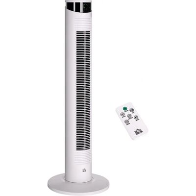 Ventilador de torre Homcom oscilante 45W con control remoto temporizador 12h 3 velocidades Ventilador de torre Homcom oscilante 45W con control remoto temporizador 12h 3 velocidades