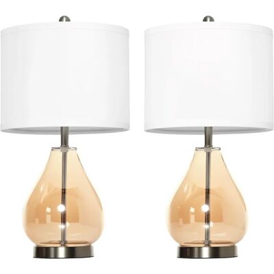 Conjunto de Lámparas de Mesa Homcom - Modernas, Blancas, Ámbar Conjunto de Lámparas de Mesa Homcom - Modernas, Blancas, Ámbar