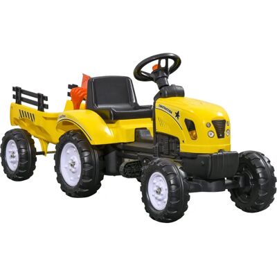 Homcom Tracteur à Pédales pour Enfants avec Remorque - Publicité Homcom Tracteur à Pédales pour Enfants avec Remorque - Publicité