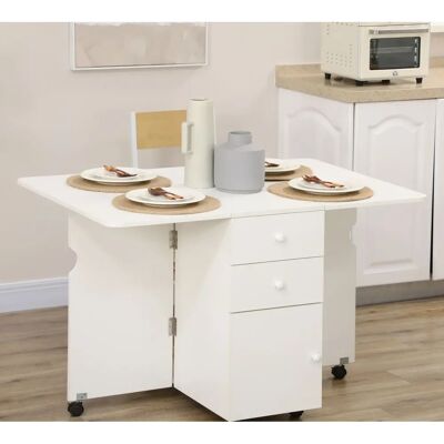 Mesa de Comedor Plegable Blanca Homcom - Para 4 Personas - Ahorro de Espacio Mesa de Comedor Plegable Blanca Homcom - Para 4 Personas - Ahorro de Espacio