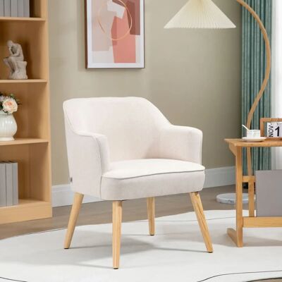 Homcom Sillón Crema - Estilo Escandinavo, Acolchado Grueso, Estable Homcom Sillón Crema - Estilo Escandinavo, Acolchado Grueso, Estable