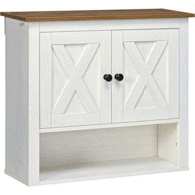 Armario de Pared Kleankin - Mueble de Baño con 2 Puertas - 60x19.5x52.5cm Blanco Armario de Pared Kleankin - Mueble de Baño con 2 Puertas - 60x19.5x52.5cm Blanco