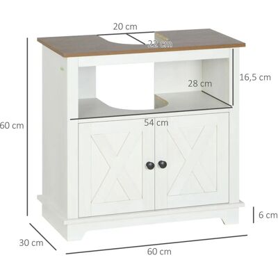 Gabinete de Baño Kleankin - Madera Blanco Rústico 60x30x60cm Gabinete de Baño Kleankin - Madera Blanco Rústico 60x30x60cm