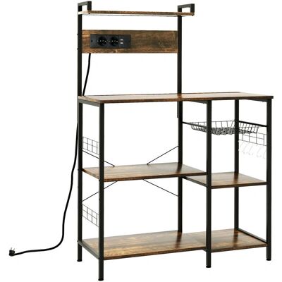 Estantería de Cocina Homcom - Marrón Rústico con USB y Tomacorriente Estantería de Cocina Homcom - Marrón Rústico con USB y Tomacorriente