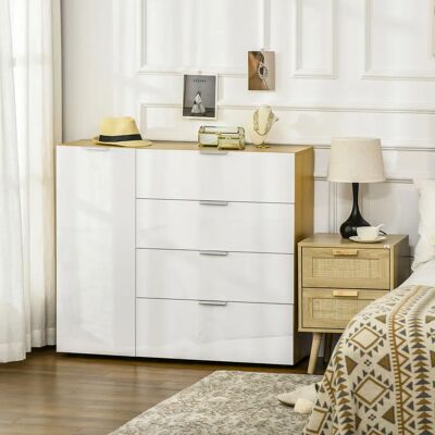 Homcom Aparador Blanco y Natural - Estilo Moderno, Estantes Ajustables Homcom Aparador Blanco y Natural - Estilo Moderno, Estantes Ajustables
