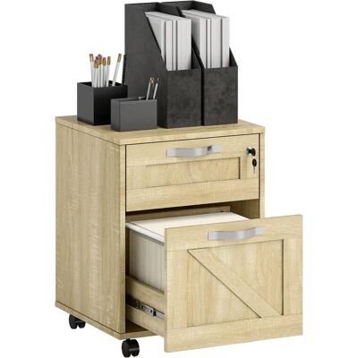 Vinsetto Cajonera de Oficina con Cerradura, 2 Cajones, Móvil Vinsetto Cajonera de Oficina con Cerradura, 2 Cajones, Móvil