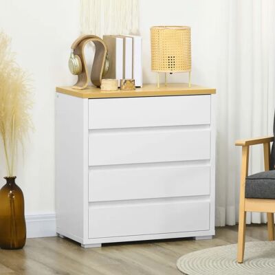 Homcom Cómoda Moderna con 4 Cajones - Mueble de Dormitorio en Madera Homcom Cómoda Moderna con 4 Cajones - Mueble de Dormitorio en Madera