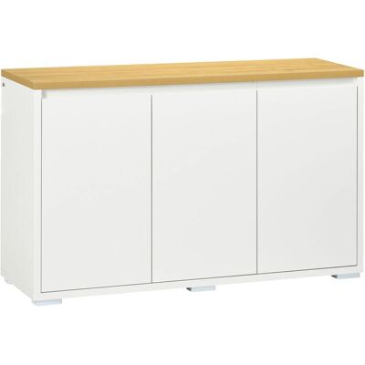 Aparador Moderno Blanco y Madera Homcom con Estantes Ajustables Aparador Moderno Blanco y Madera Homcom con Estantes Ajustables