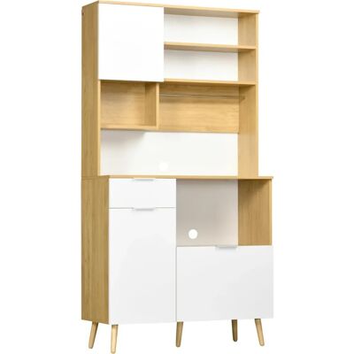 Homcom Armario de Cocina Natural con 3 Puertas y Cajón Homcom Armario de Cocina Natural con 3 Puertas y Cajón