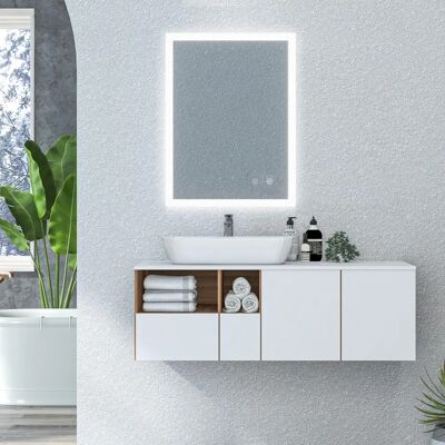 Espejo de baño LED Plateado Kleankin - Antivaho, 3 Colores, Control Táctil Espejo de baño LED Plateado Kleankin - Antivaho, 3 Colores, Control Táctil