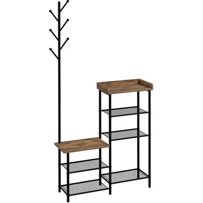Homcom Perchero con Zapatero - Marrón Rústico - Estilo Industrial Homcom Perchero con Zapatero - Marrón Rústico - Estilo Industrial