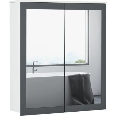 Armadio da bagno Kleankin a parete con specchio - Bianco e grigio Armadio da bagno Kleankin a parete con specchio - Bianco e grigio
