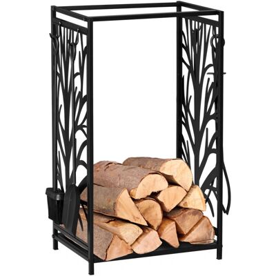 HOMCOM - 842-160 - 46x30x70 cm - Negro - Estantería de leña HOMCOM - 842-160 - 46x30x70 cm - Negro - Estantería de leña